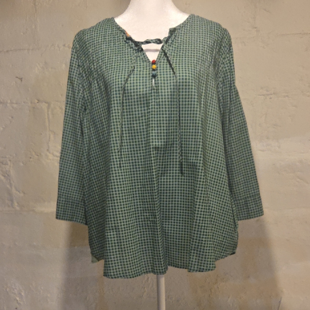 Green Checkered Women's Top